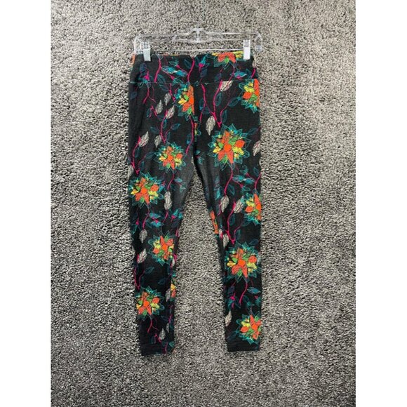 Lularoe Womens Leggings One Size Fits All Black and Neon Floral RN #142161 - Picture 1 of 13